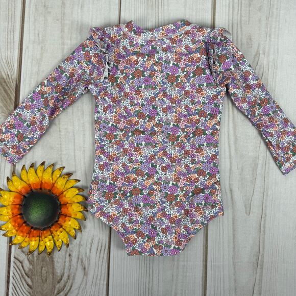 Cotton On Baby Girls Floral Print Long Sleeve Swimsuit‎ Size 6-12 Months - Picture 2 of 4